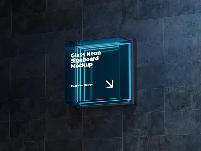 Glass Signage on Blue Light Mock up 3d 3d mockup 3d rendering advertisement advertising branding design glass signage graphic design illustration logo mockup mrfauzi presentation product product rendering realistic signboard social media post ui vector