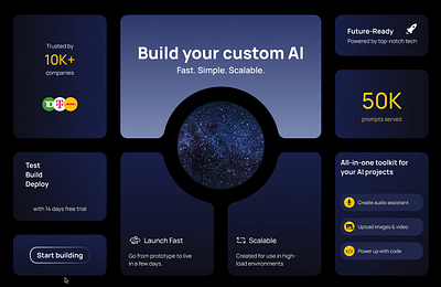 AI builder hero section animated animation motion graphics ui