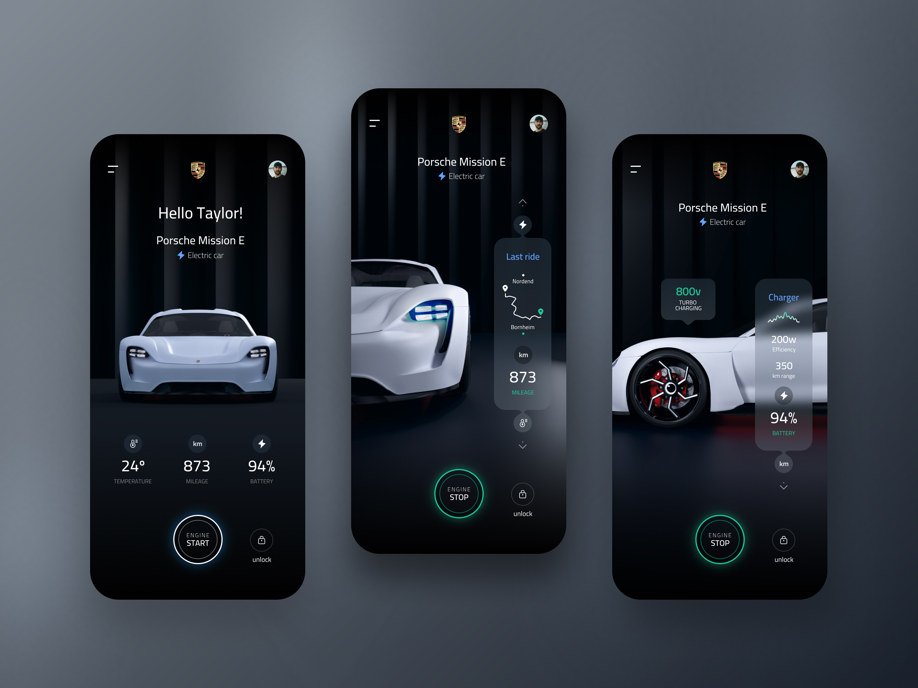 ⚡️ Porsche Electric Car App Concept app design app mobile car app electric car inspiration ios luxury lifestyle mobile design porsche product design smart car ui design ui ux user experience user interface ux design