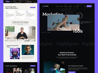Akool Website – Modern Marketing Tools UI/UX saas uiux