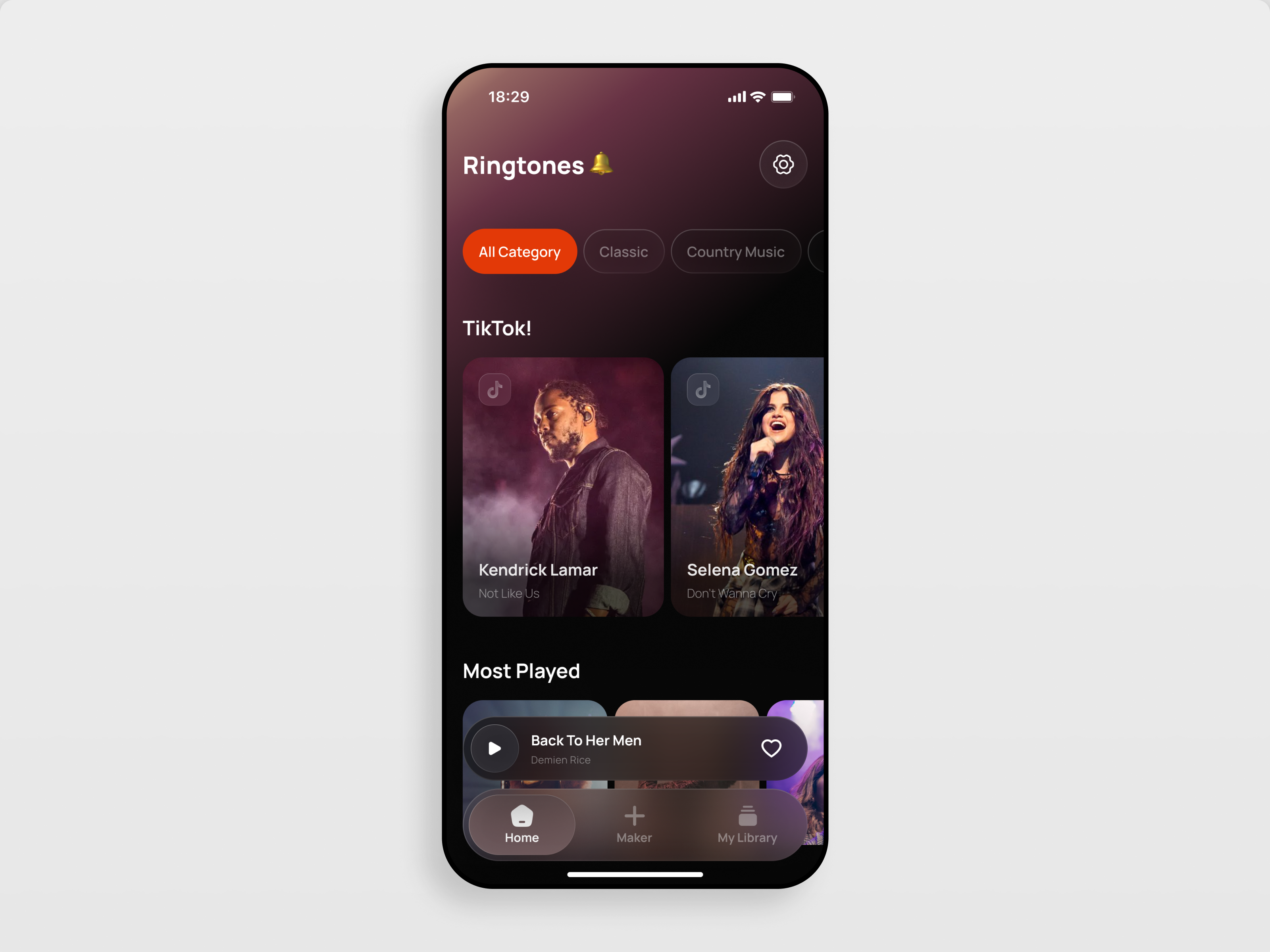 Ringtones - Mobile App app appdesign mobile app music player ringtones ui ux
