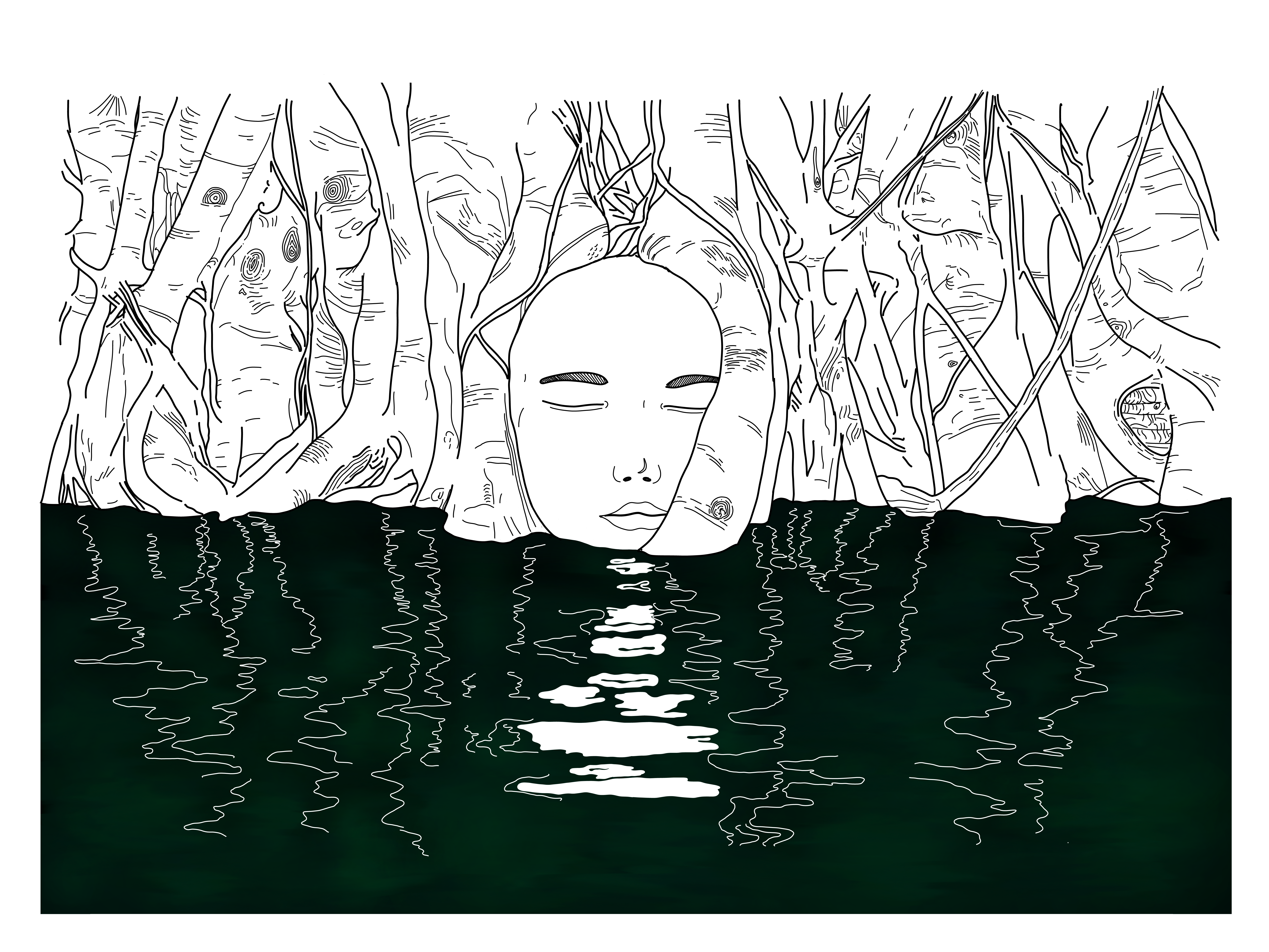 Manglar 2d animation art blackline concept illustration short vector