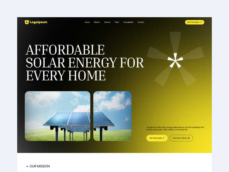 Solar Energy Landing Page app design clean design framer graphic design green energy green tech landing page minimal solar solar energy landing page design sustainable website ui ui design ui designer ui ux design ux design webflow website website design