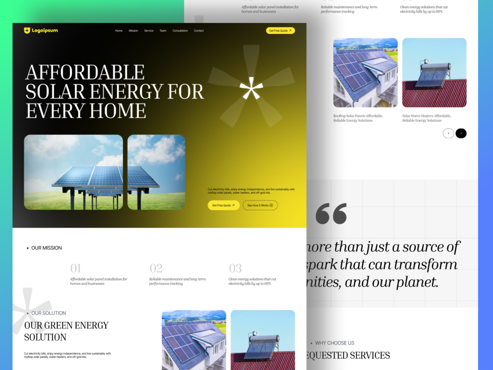 Example of Solar, Wind Energy Website Design 3 Page