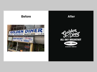 Golden Diner branding illustration logo restaurant typography