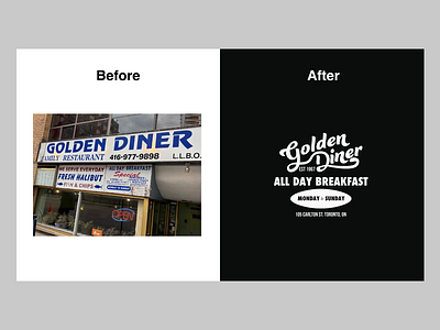 Golden Diner branding illustration logo restaurant typography
