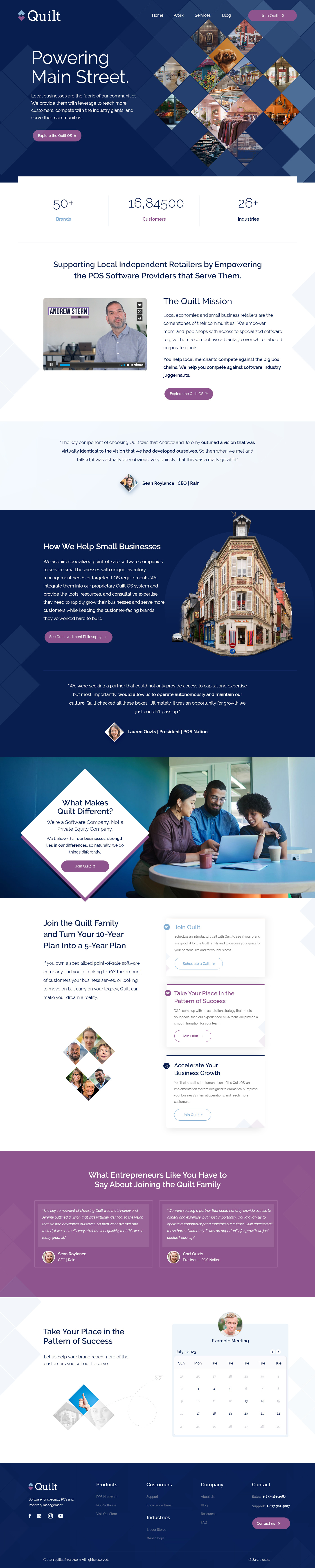Quilt Software branding creative design design graphic design point of sale software pos software smb retail niches website website design website page
