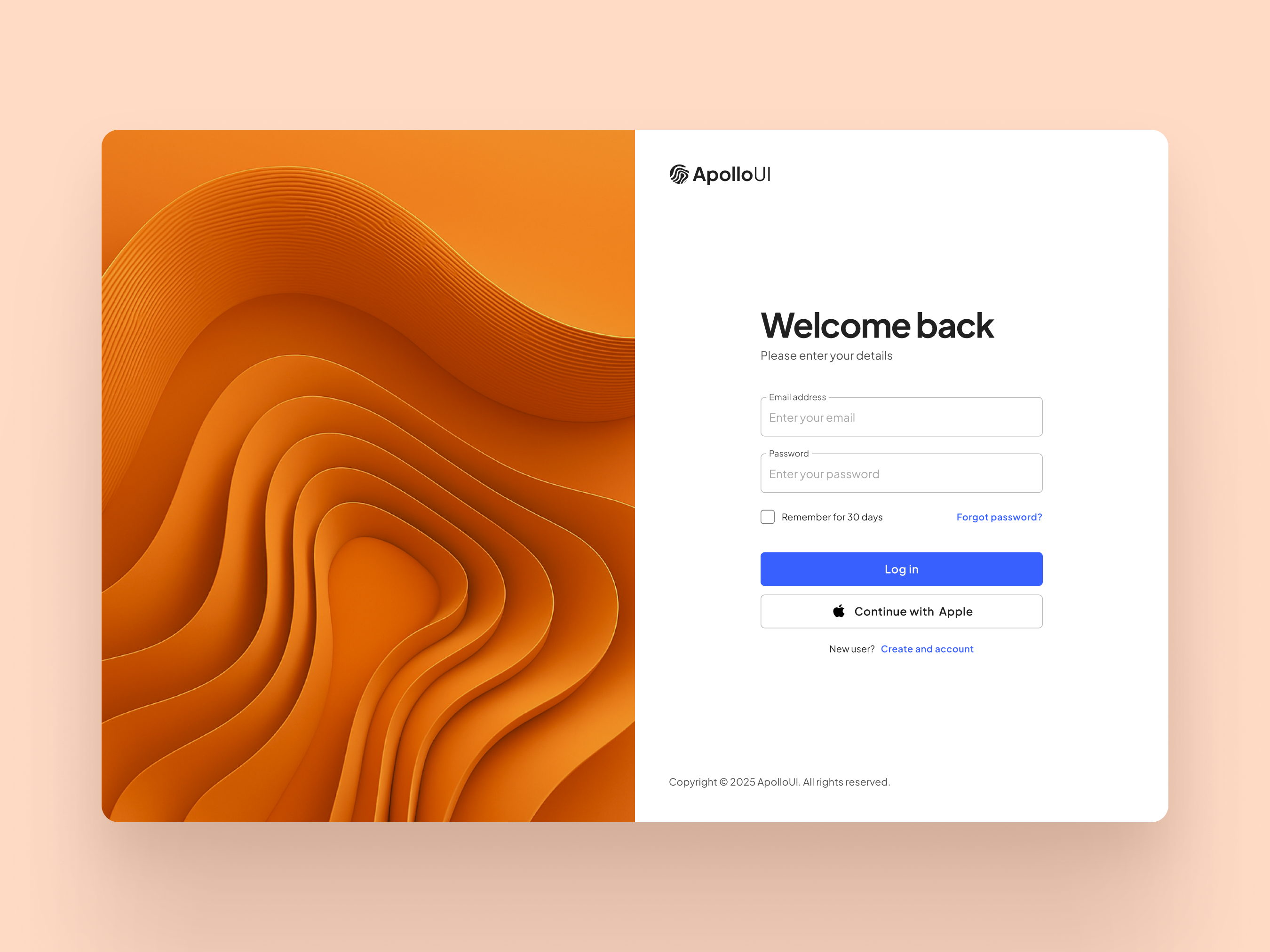 Log in Page | Apollo UI Kit 3d apple branding button design system input field login system ui ux visual