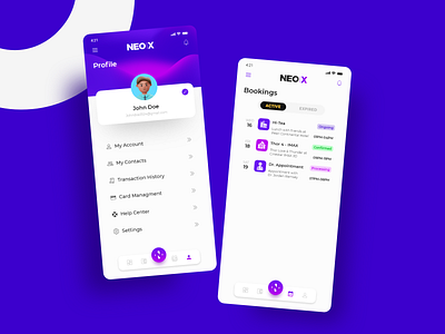 NEOX Crypto App - Profile & Booking Screen booking bookings crypto app crypto profile misterhammad neox profile screen ui design ui designer uiux uiuxdesign