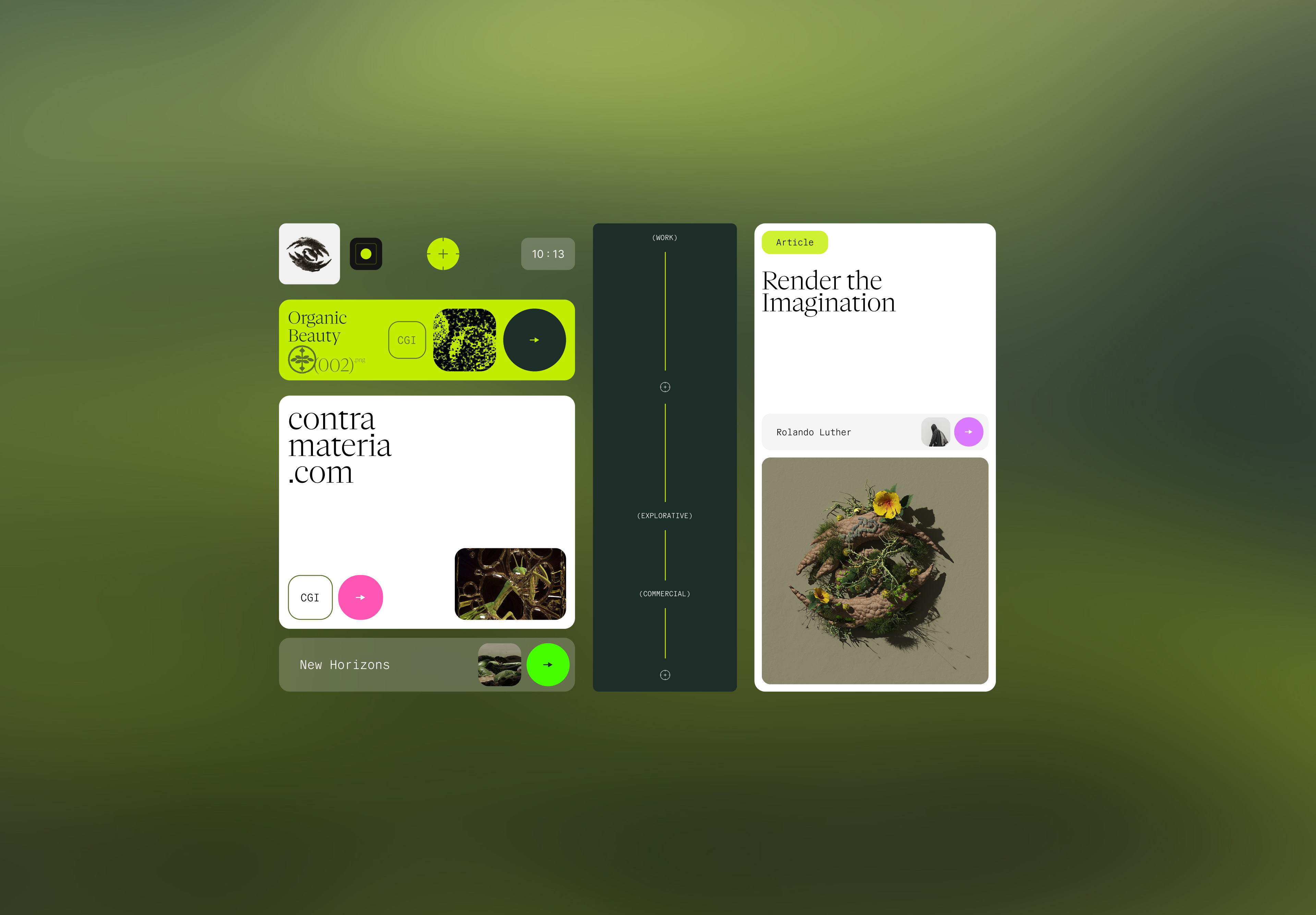 Contramateria art direction atoms branding cgi contramateria molecules toolkit ui ux web design