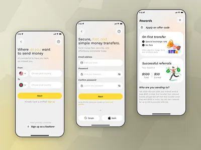 Money Transfers & Global Payments App finance app finance app design mobile app money transfer online payment wallet app