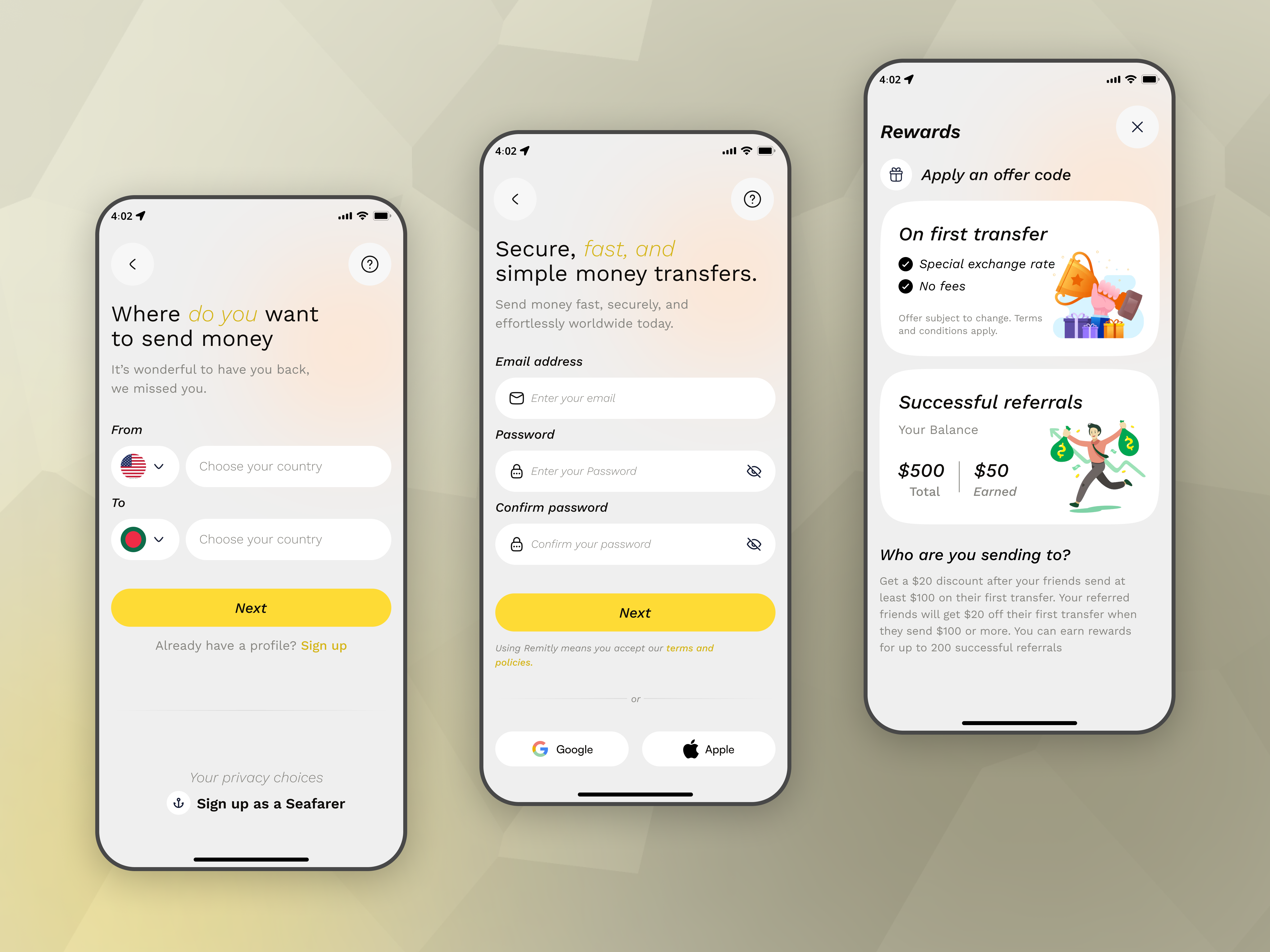 Example of Money Transfers And Global Payments App