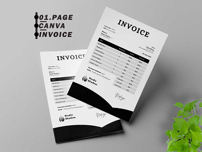 CANVA Invoice Template black white invoice canva invoice clean invoice template invoice invoice template