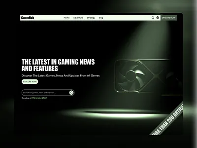 Implementing Blender in UX 3d blender dark dark mode figma freelance gaming green news ui ux web design website