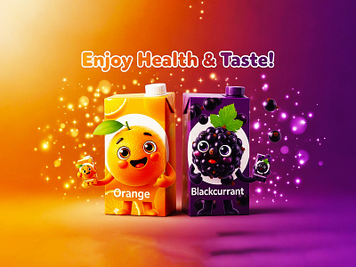 Fruitful Fun: Juice Carton Mascot Design for Health & Taste creative carton design