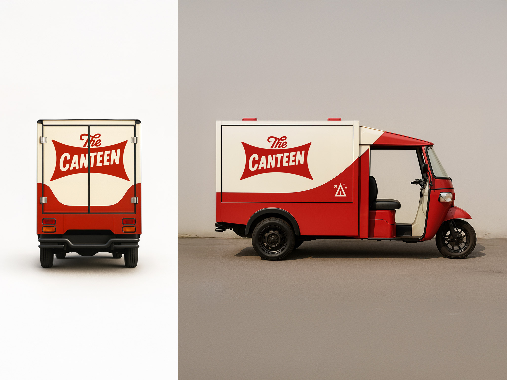 3D Test: The Canteen Tuk Tuk Wrap for Ramble branding design font food foodtruck identity illustration lettering logo ramble retro truck vehicle vintage