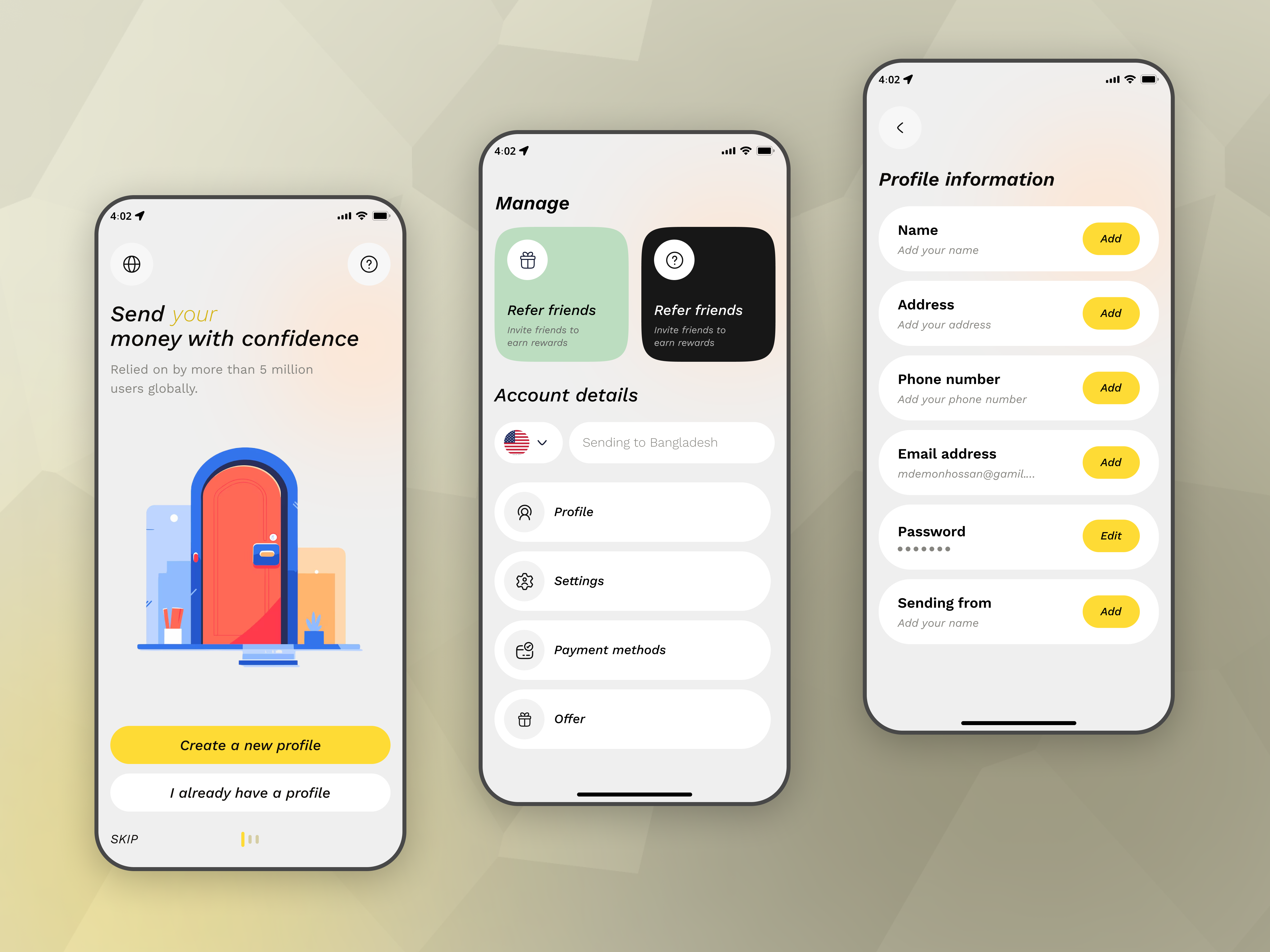 Example of Money Transfers And Global Payments App