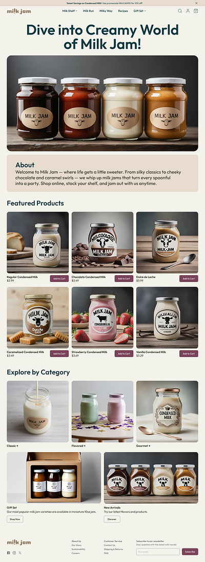 Daily UI #012 — E-commerce Shop condensed milk dailyui e commerse milk jam shop
