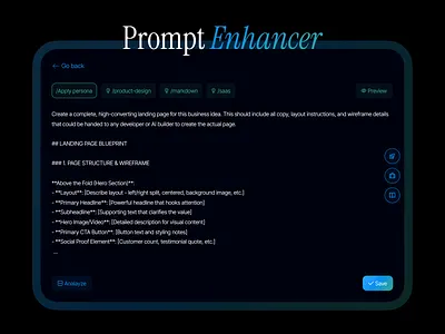 ✨ Craft. Refine. Save. – Smarter Prompt Editing aitools figmadesign productdesign productivitydesign promptenhancer promptmanagement saasdesign uiux