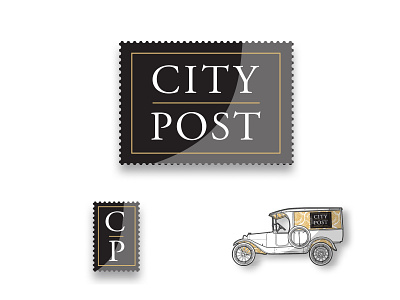 CityPost Swag Items & Secondary Marks brand design branding design ename pin graphic design illustration logo pin restaurant steak house sticker