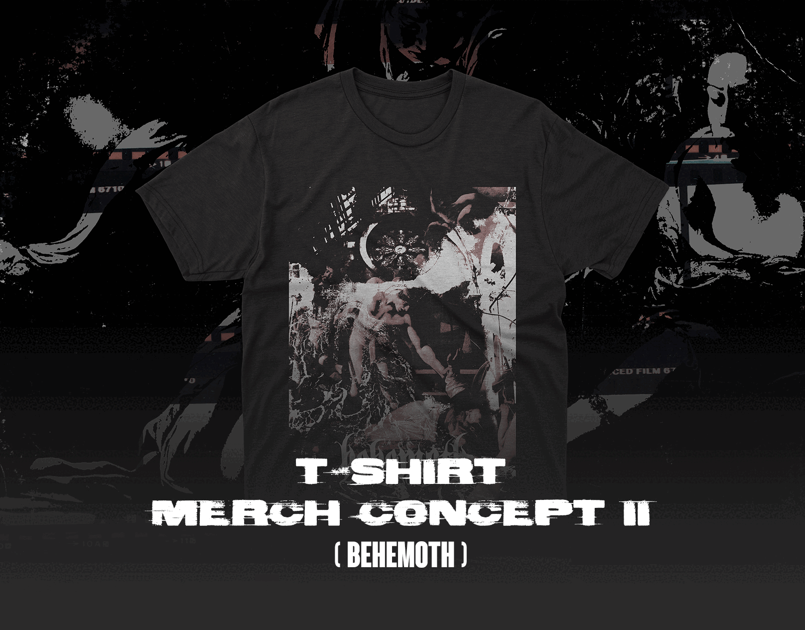 T-SHIRT MERCH CONCEPT II (Behemoth) album art band band merch behemoth black metal branding caravaggio graphic design illustration merch design occult art screen printing screenprint serigraphy tshirt tshirt design