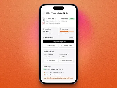 Yard Management System (YMS) Mobile App admin app b2b dashboard heavy ops interaction load logistics management mobile product design saas shipping supply chain transport ui ux yard yms