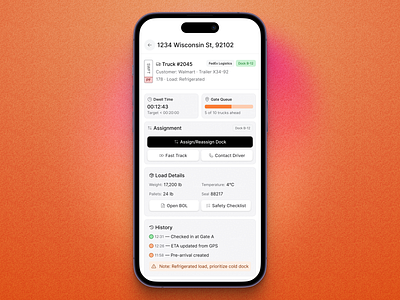 Yard Management System (YMS) Mobile App admin app b2b dashboard heavy ops interaction load logistics management mobile product design saas shipping supply chain transport ui ux yard yms