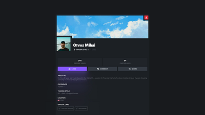 My profile page for PipsLog Platform ui