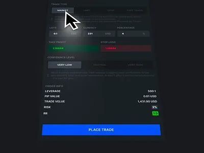 "Add Trade " PipsLog platform ui