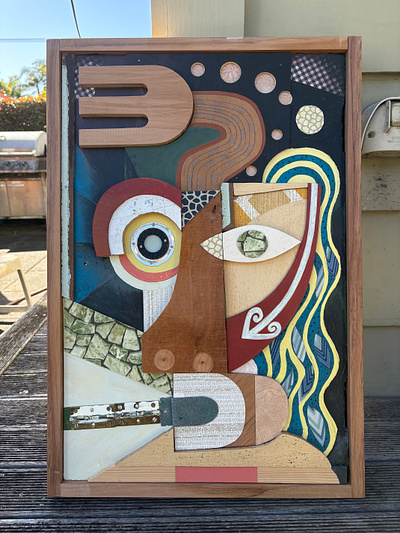 Cubist Maori Art collage cubist linoleum maori art modernism nz art vintage wallpaper