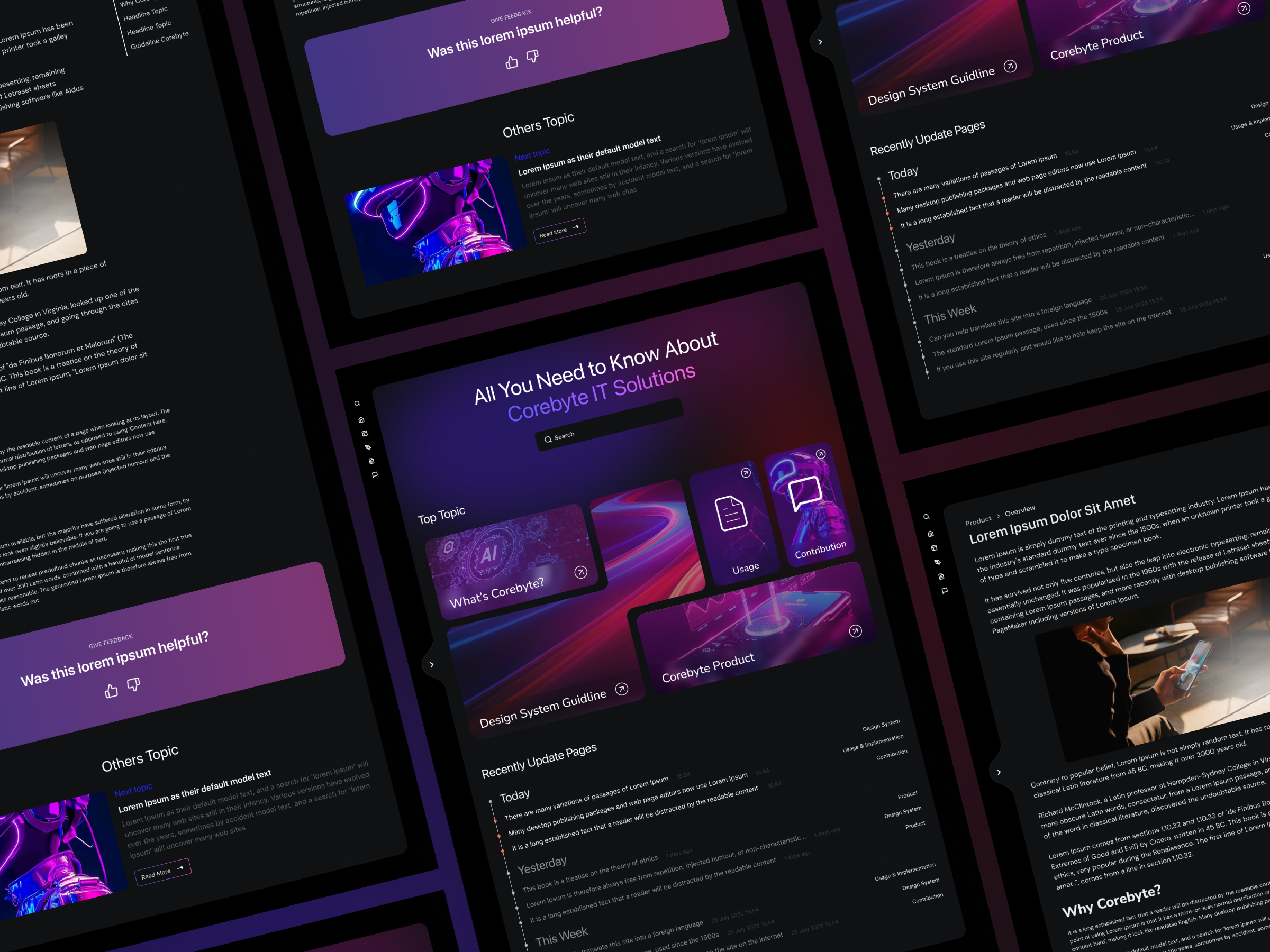Corebyte Product Documentation Website UI Design app application article company dashboard documentation gradient it landingpage minimalist saas technology ui uiux ux website