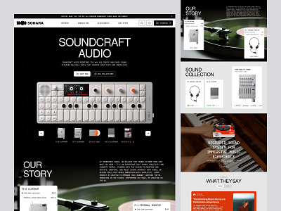 Sonara Soundcraft Audio eCommerce Store agency audio branding course design ecommerce electronic elementor landing music online page shop sound store ui webflow website wordpress