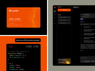 Lumix - AI Platform Dashboard ai ai saas animation artificial intelligence chat chat ai clean dashboard digital graphic design internet landing page modern motion graphics technology ui uidesign ux uxdesign