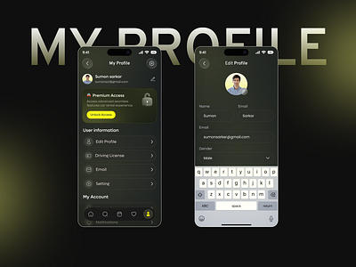 🚗 Car Rental Mobile App – Profile Page UI account settings ui app interface app uiux car booking app car hire ui car rental app clean design dark mode app dashboard ui minimal ui mobile app design mobile ui concept modern ui design premium access profile management profile page ui rental service app user experience user profile screen