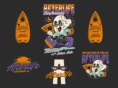 Afterlife Surfboards : Apparel Mascot Illustration apparel apparel design apparel illustration art branding cartoon cartoon draw design graphic design halloween illustration logo mascot rubberhose mascot surf apparel tshirt design typography ui ux vintage mascot