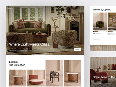 Lignora - Furniture Store Website chair collection custom e commerce ecommerce furniture interior landing page online store product shop shopify sofa store table ui ux web design website
