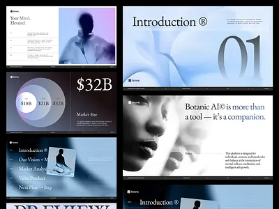Botanic: Wellness AI - Pitchdeck agency ai ai pitchdeck branding business pitch clean deck design google slide graphic design health tracker ai key note layout design minimalist motion graphics pitch deck presentation presentation design slide slide deck