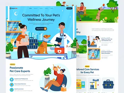 Pet Care website animal care animal shelter b2b graphic design header homepage illustrarion illustration website landing page medicine pet care pets shop services trending ui uiux vet care vet service web page website