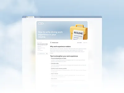 Rezume - AI Resume Builder App [Blog Post Page] article blog blog page blog post clean cv cv blog post design modern resume resume article resume blog post ui ux web web design website