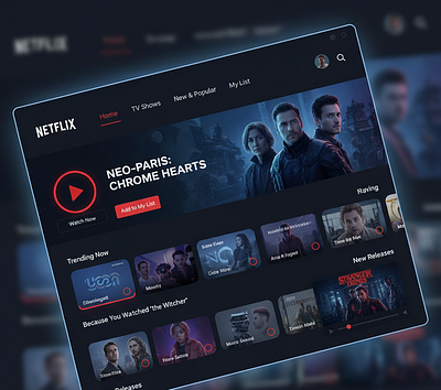 Netflix: A Modern UI/UX Redesign - Sanjay Naker branding design graphic design illustration netflix ott ui ux