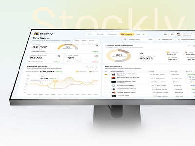 Stockly - Grocery Admin Panel Products Page admin panel analytics charts graphs dark mode ui dashboard ui data visualization e commerce dashboard fintech inventory management management system notifications reports responsive design saas dashboard sales dashboard settings ui tables uiux design user profile web app