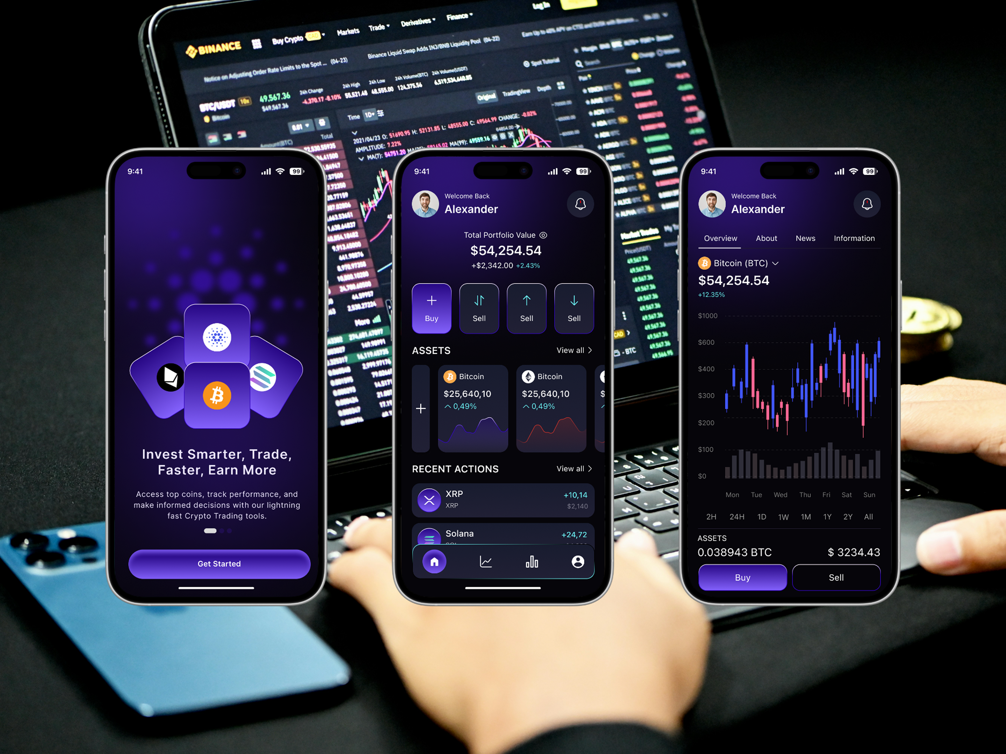 Crypto Trading App – Dark Mode UI/UX Design appconcept bitcoin blockchain crypto app cryptocurrency darkmodeui dashboarddesign ethereum fintechdesign investment app minimalui mobile trading mobileappdesign modernui portfolio app trading app tradingplatform uiuxdesign uxdesign