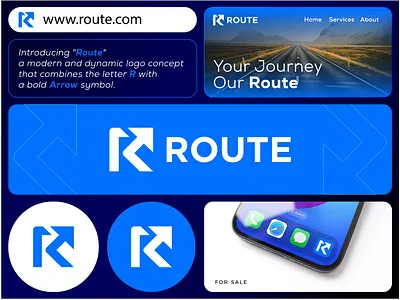 Route Logo R + Arrow Modern Logo Design arrow logo branding delivery logo growth logo icon logistic logo logo logodesign minimal logo modern logo monogram logo print r logo route logo travel logo
