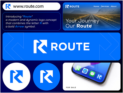 Route Logo R + Arrow Modern Logo Design arrow logo branding delivery logo growth logo icon logistic logo logo logodesign minimal logo modern logo monogram logo print r logo route logo travel logo