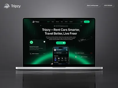 Car Rental SaaS Landing Page UI/UX Design ai landing page app design app landing page blockchain landing page car rental app design daily figma design graphic designer landing page logo product design rental service saas design saas landing page travel app travel lanidng page uiux design ux case study web design website design