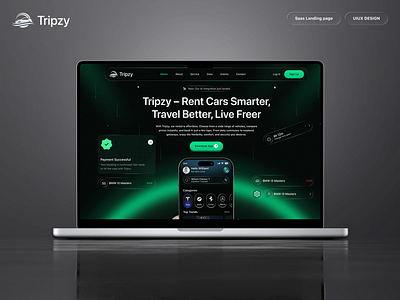 Car Rental SaaS Landing Page UI/UX Design ai landing page app design app landing page blockchain landing page car rental app design daily figma design graphic designer landing page logo product design rental service saas design saas landing page travel app travel lanidng page uiux design ux case study web design website design