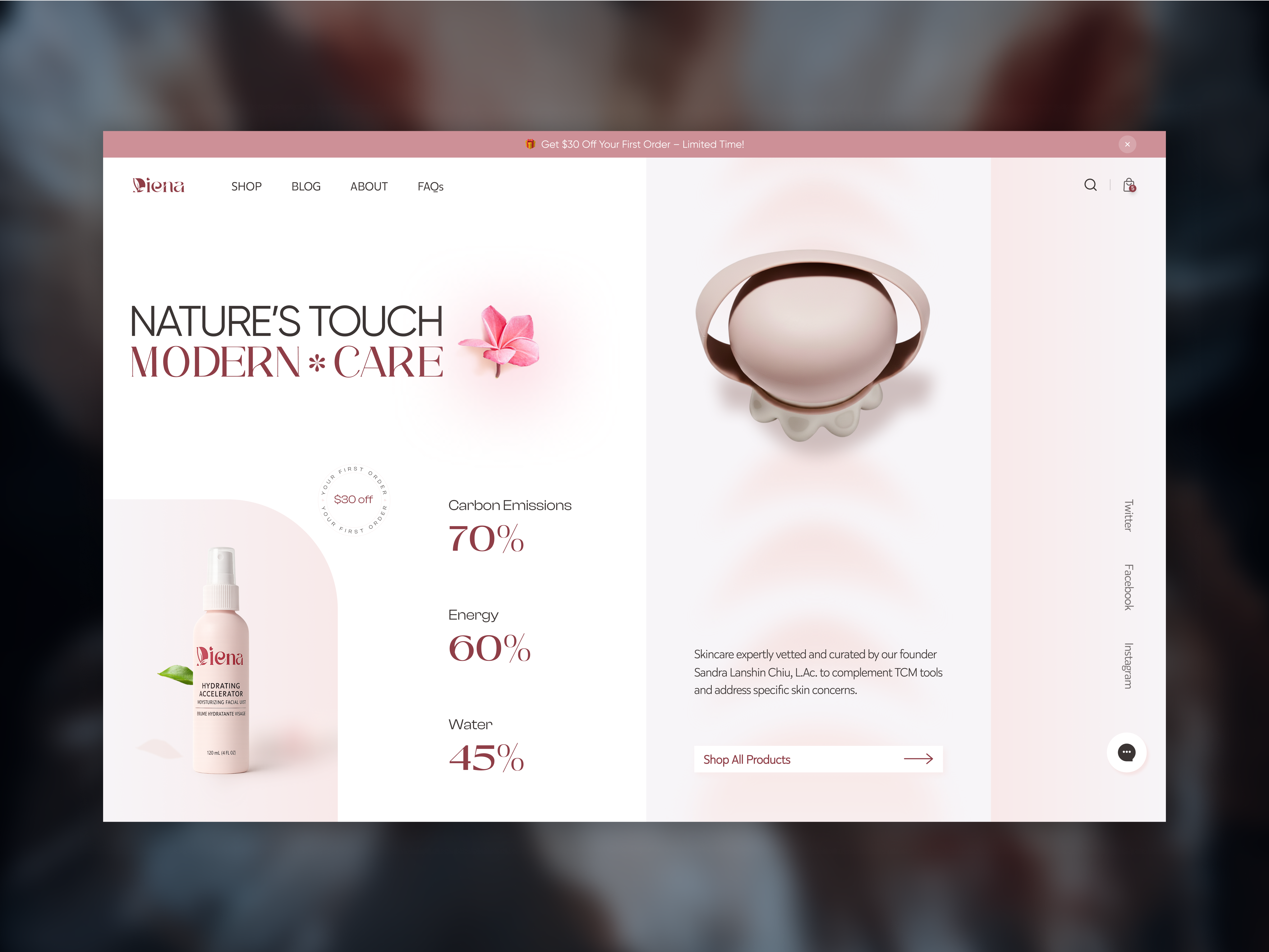 Skincare Website Hero Design beauty branding cosmetics design ecommerce header hero section homepage landing page luxury minimal product landing page skincare skincare website design ui ui ux web web app web design website design