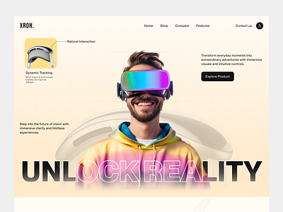 VR Headset Landing Page Concept | UI/UX Design arvr clean ui gadget headset product design tech design tech web ui technology virtual reality vr vr landing page vr website ui web ui