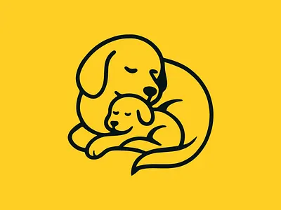 Sleeping Dog and Puppy logo animal logo brand identity branding dog sleeping logo icon illustration logo logo maker logotype mark minimal logo pet logo puppy logo saas sports symbol ui ux vector web3