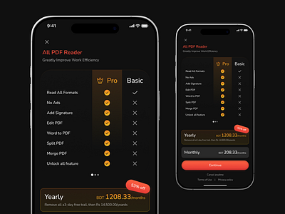 Premium Plan UI – PDF Reader App app mobile mobile app ui paywall design pdf reader premium plan pricing screen subscription ui ui ui ux